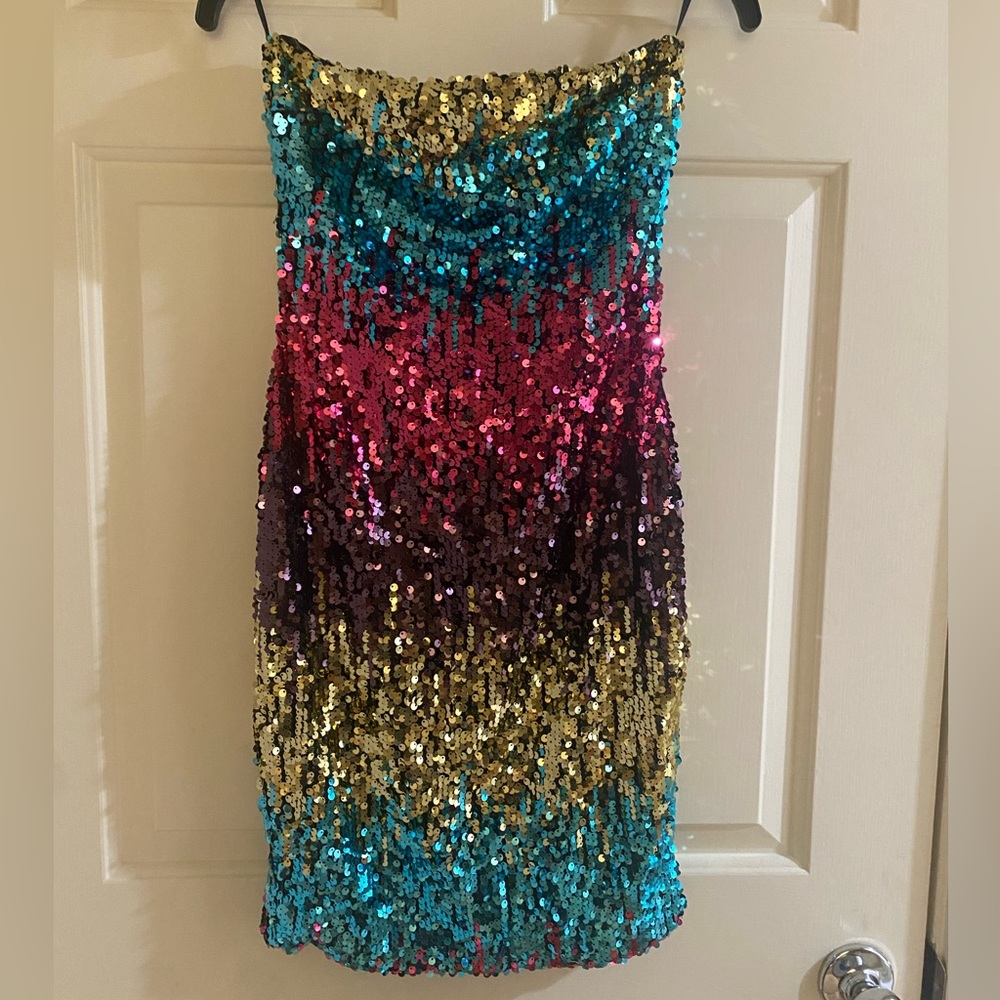 Sequin strapless dress size S